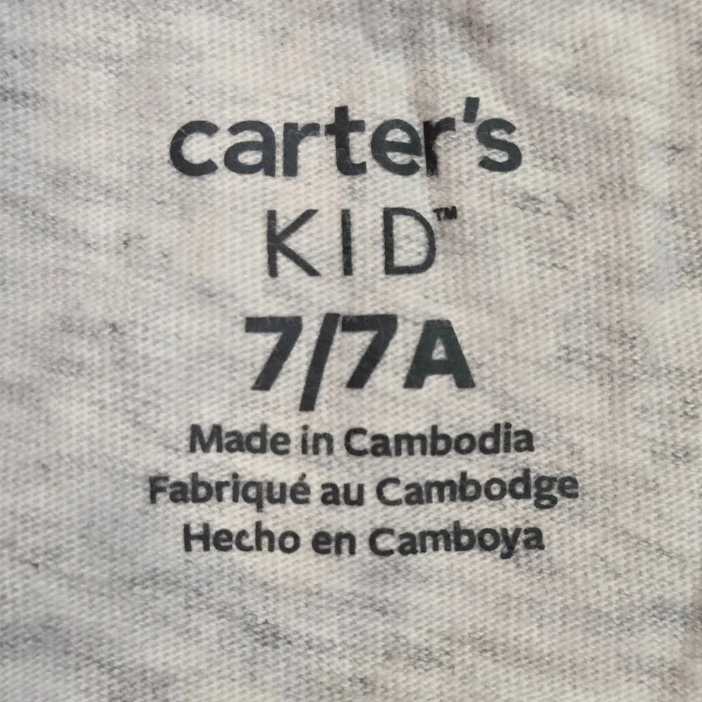 Carter's Kid's Gray‎ Twisted Hem T-Shirt Yellow Sunflower Graphic Size 7/7A
